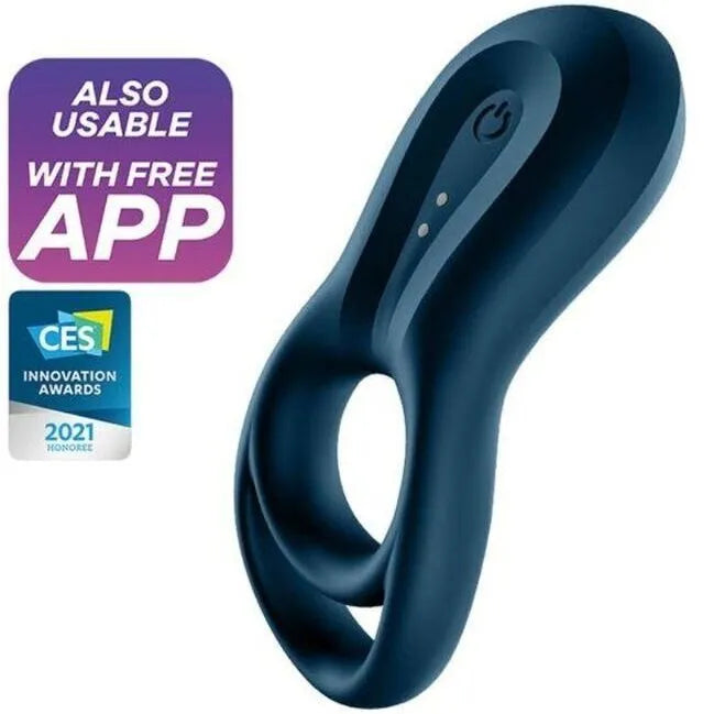 anneau pénien vibrant silicone médical ultradoux stimulation pénis testicules douze programmes vibrations connectivité application étanche rechargeable magnétique ergonomique design bleu
