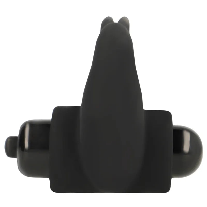 Anneau pénien vibrant noir en silicone hypoallergénique, forme ergonomique, stimulation intense, confort optimal.