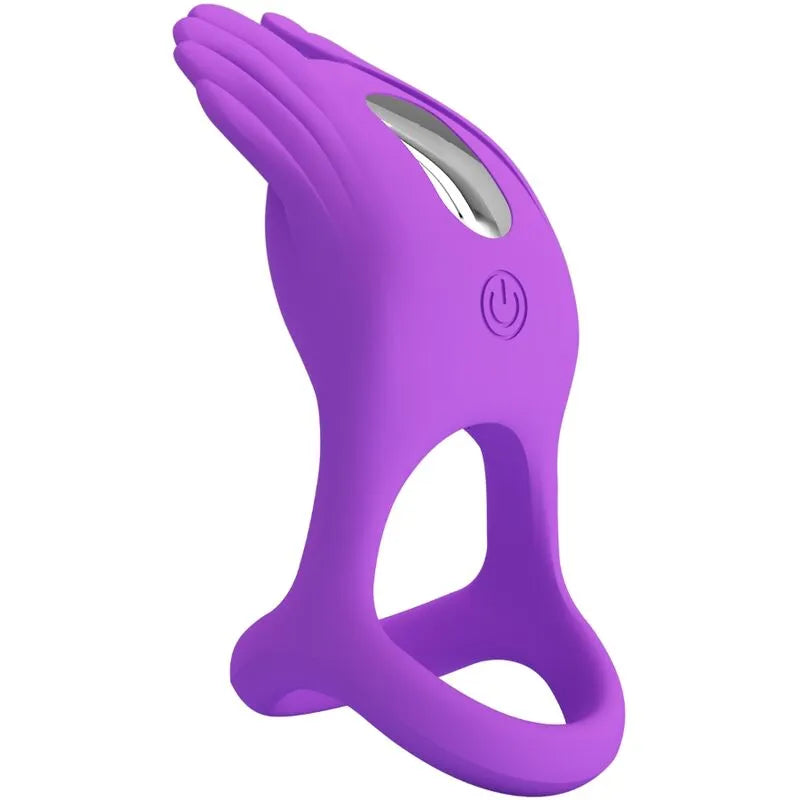 Anneau pénien vibrant violet en silicone, ergonomique, avec 7 modes de vibration, rechargeable, stimulation clitoridienne.