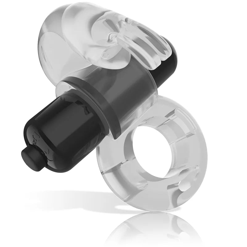 Anneau pénien vibrant noir et transparent, ergonomique, étanche IPX7, stimulation clitoridienne, érection prolongée.