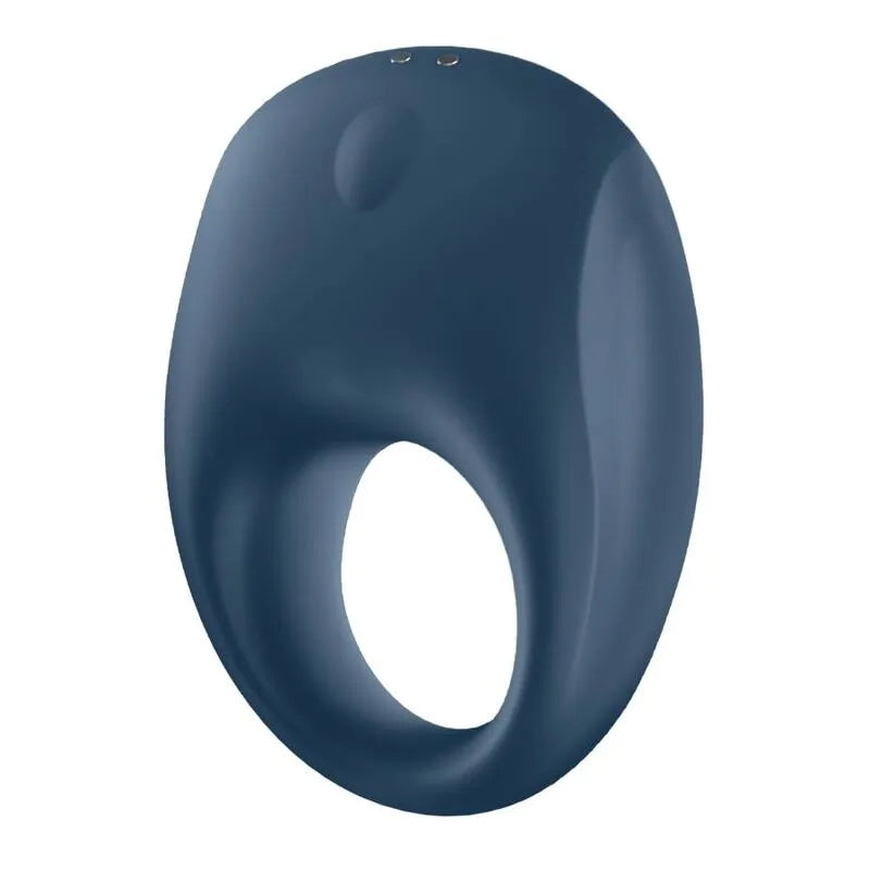 Anneau pénien vibratoire bleu en silicone doux, étanche, forme ergonomique, rechargeable USB, contrôlable via application.