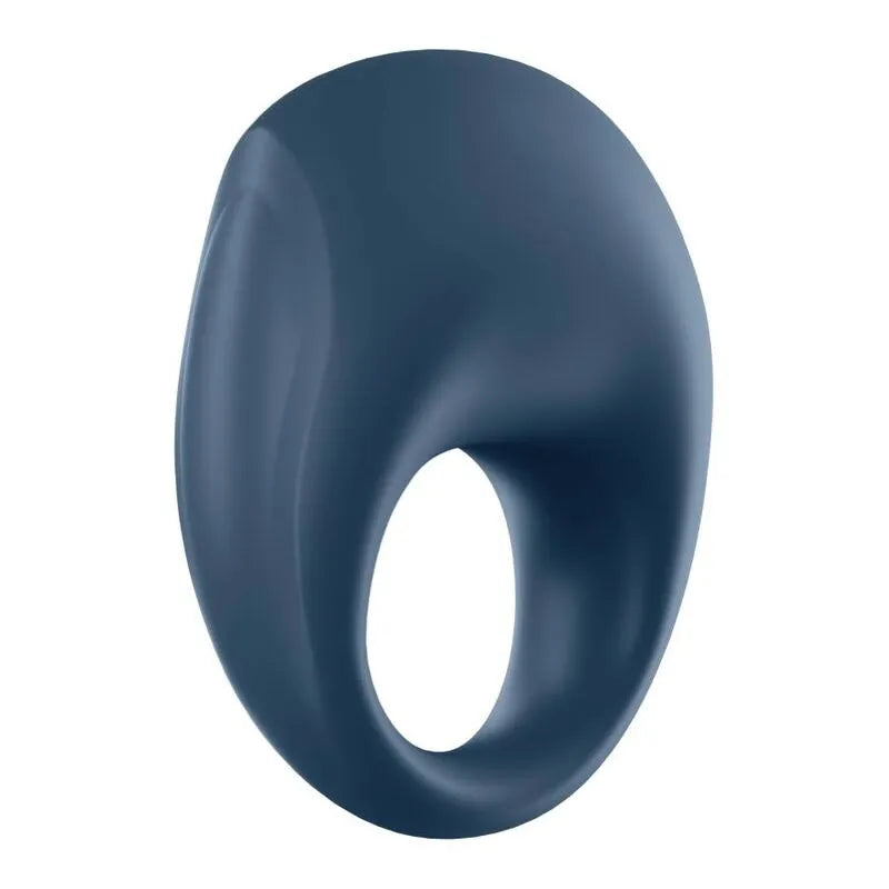 Anneau pénien vibratoire bleu en silicone doux, forme ergonomique, étanche, rechargeable USB, contrôlable via application.