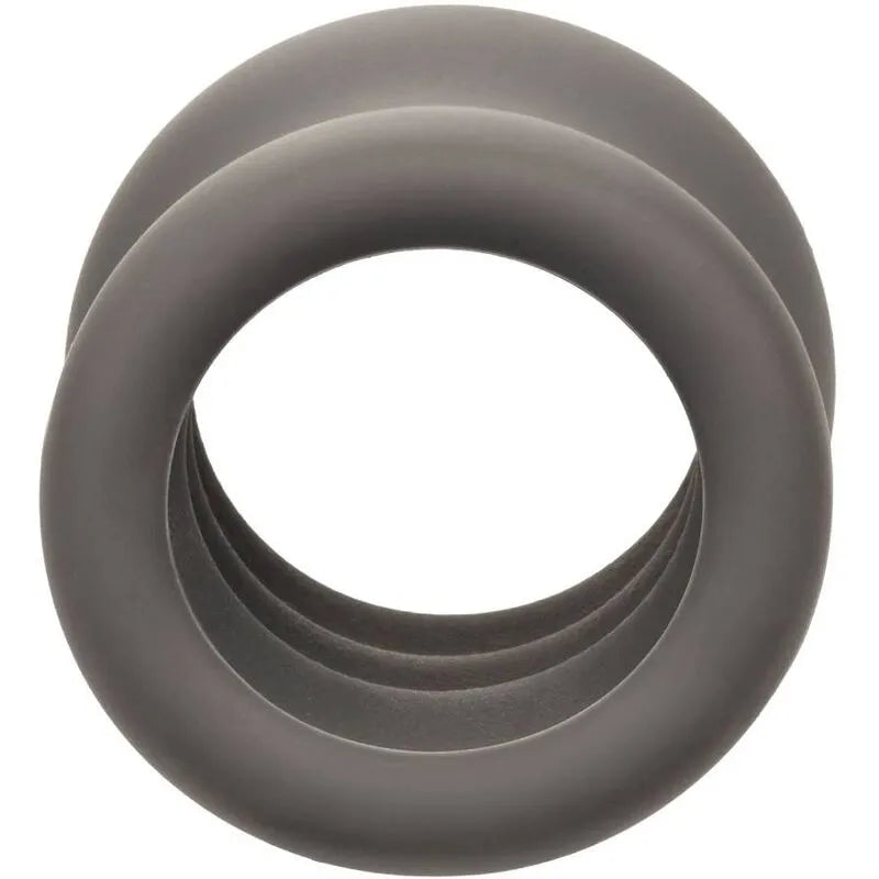 Anneau scrotum silicone gris, forme sablier, ultra-élastique, doux, durable, pour confort et soutien érection.