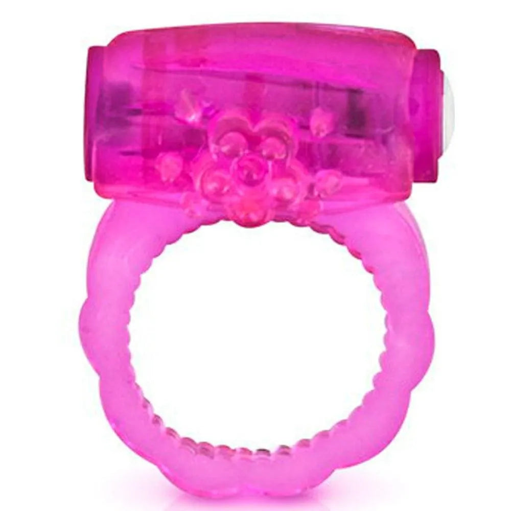 anneau vibrant pénien rose extensible stimulation clitoridienne vibrations intensifiées érection durable retarde éjaculation piles incluses changeables sans phtalate sécurisé ludique
