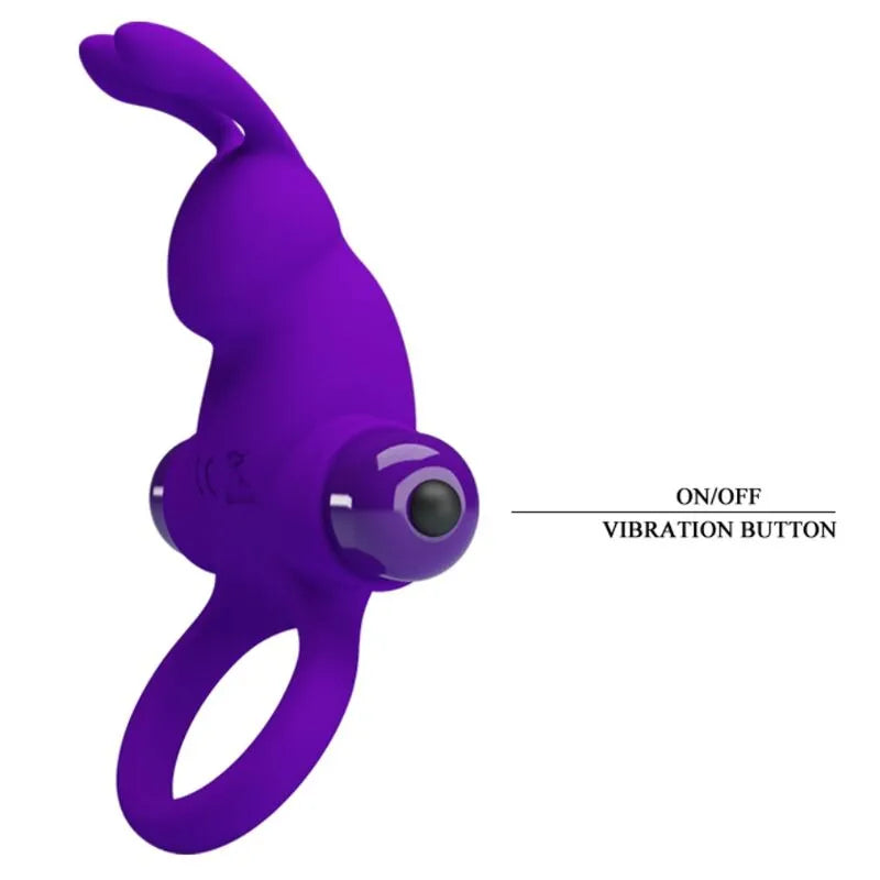 Anneau vibrant violet en silicone, ergonomique, 10 fonctions, stimulation personnalisée, doux, discret, élégant.