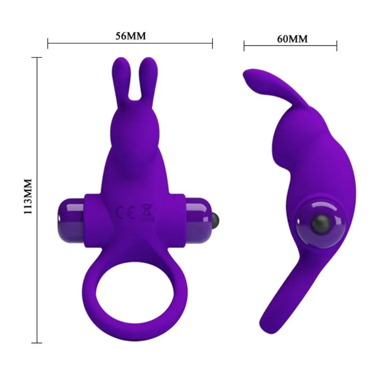 Anneau vibrant violet en silicone, design ergonomique, 10 fonctions, stimulation personnalisée, doux et hypoallergénique.