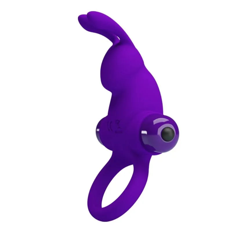 Anneau vibrant silicone violet foncé, design ergonomique, 10 fonctions, stimulation personnalisée, discret et élégant.