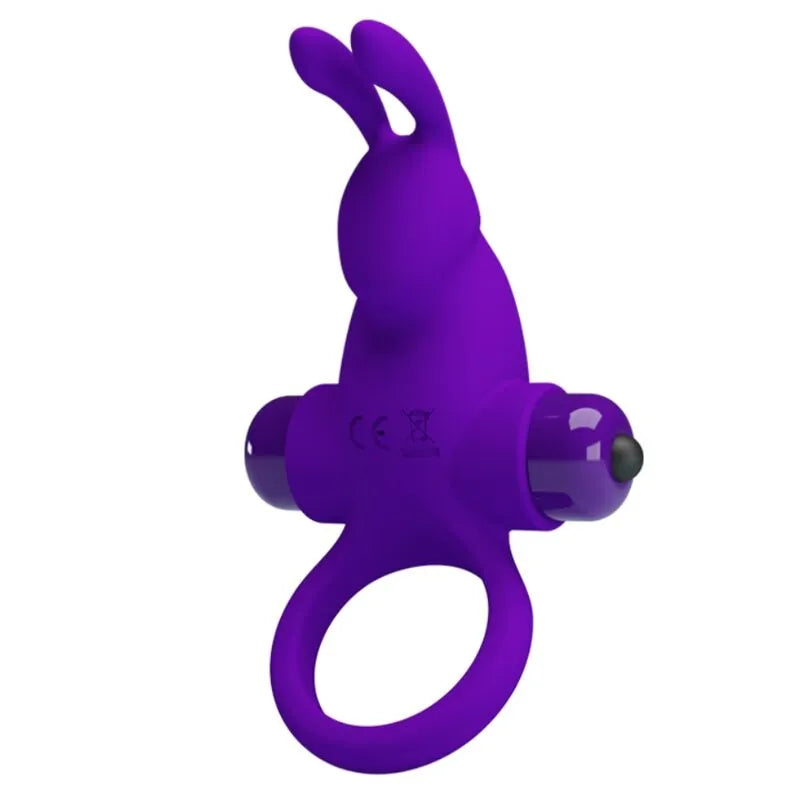 Anneau vibrant silicone violet foncé, ergonomique, 10 fonctions, stimulation personnalisée, doux et discret.