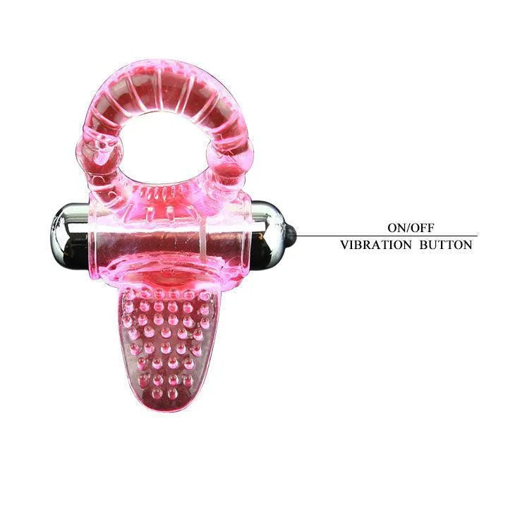 Anneau vibrant rose ergonomique avec stimulateur clitoridien intégré et balle amovible, dix rythmes de vibrations.