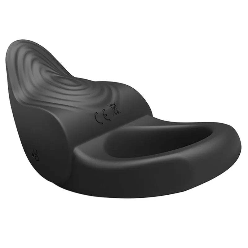 Anneau vibrant pénien noir en silicone, design ergonomique, rechargeable, avec capteur tactile pour stimulation personnali...