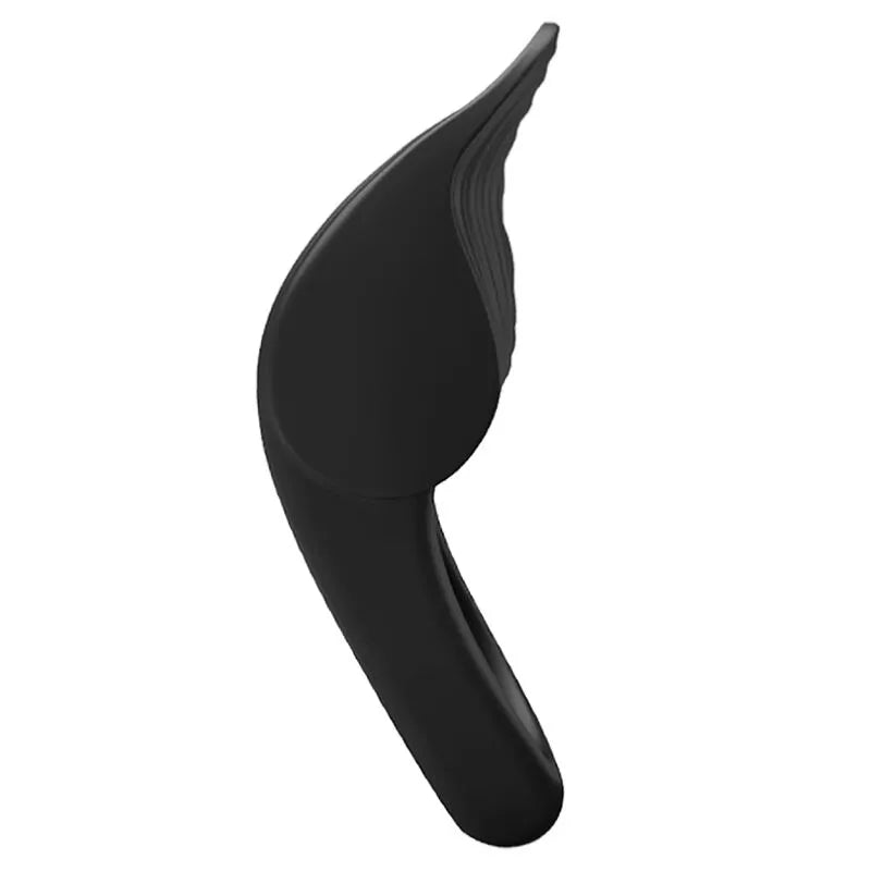 Anneau vibrant pénien noir en silicone, forme ergonomique, rechargeable, capteur tactile, élasticité adaptable.