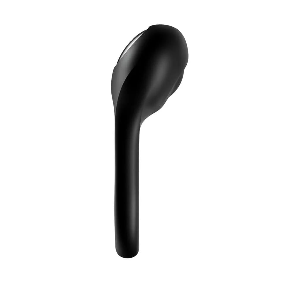 Anneau vibrant noir Majestic Duo Satisfyer, silicone, forme ergonomique, 12 programmes, étanche IPX7, rechargeable USB.
