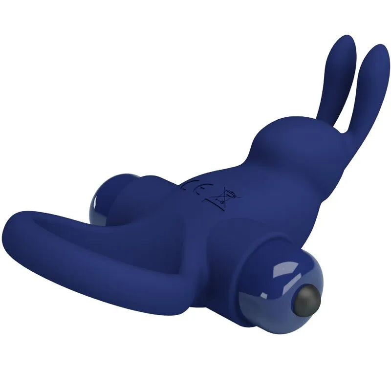 Anneau vibrant bleu en silicone, forme ergonomique, 10 fonctions de vibration, stimulation intime, pile AAA.