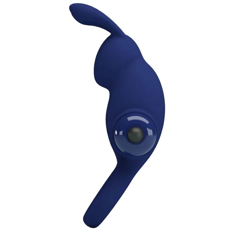 Anneau vibrant bleu en silicone, forme ergonomique, 10 fonctions de vibration, stimulation intime, pile AAA.