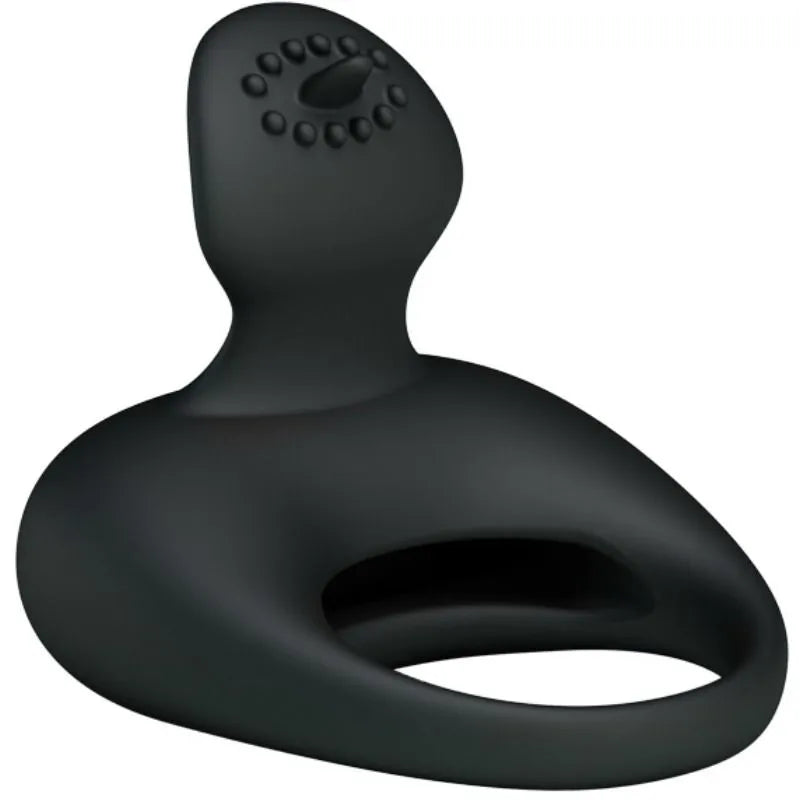Anneau vibrant silicone noir ergonomique, ajustable, pour couples, stimulation clitoridienne et pénétration prolongée.
