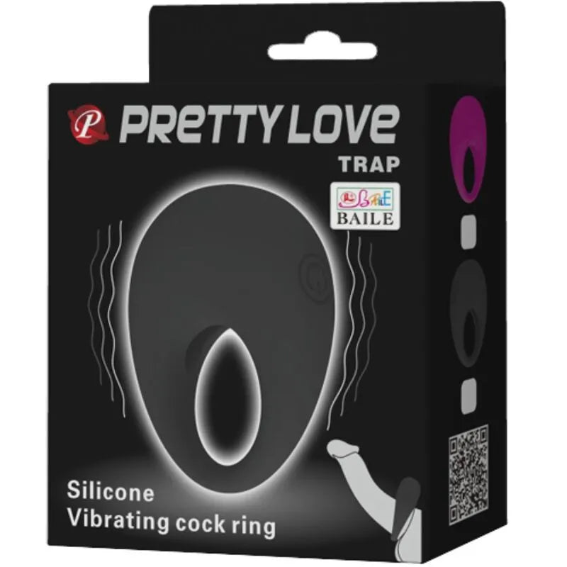 Anneau vibrant noir en silicone médical, ergonomique, avec stimulateur clitoridien et bouton intuitif sur emballage élégant.