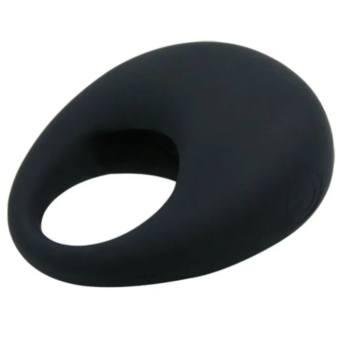 Anneau vibrant noir en silicone médical, forme ergonomique, stimulateur clitoris, amélioration érection, discret.