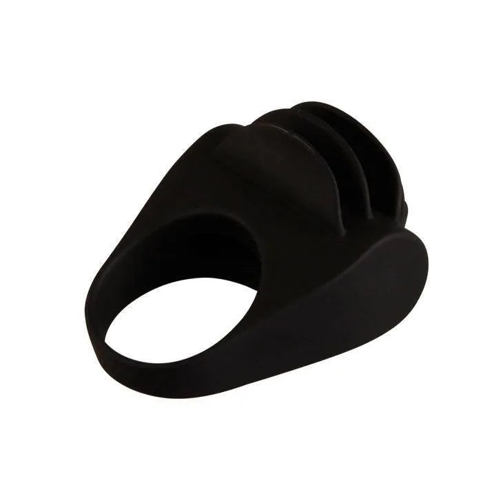 Anneau vibrant noir en silicone médical, forme ergonomique, stimulateur clitoris, rechargeable, étanche, intensité réglable.