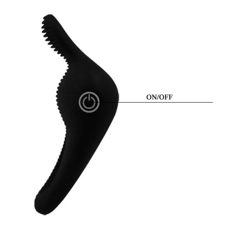 Anneau vibrant noir en silicone médical, ergonomique, avec bouton ON/OFF, pour stimulation et maintien érection.