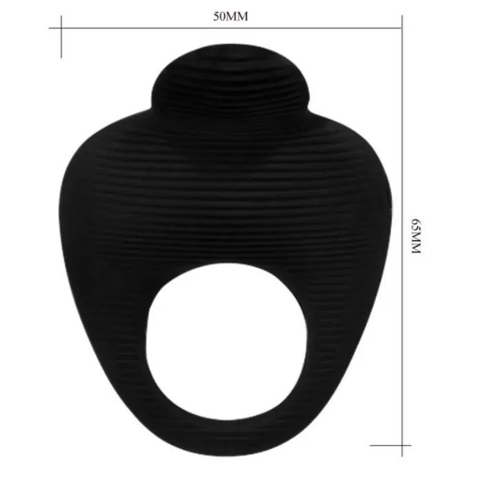 Anneau vibrant en silicone noir, ergonomique, avec balle vibrante en ABS, pour stimulation et érection prolongée.