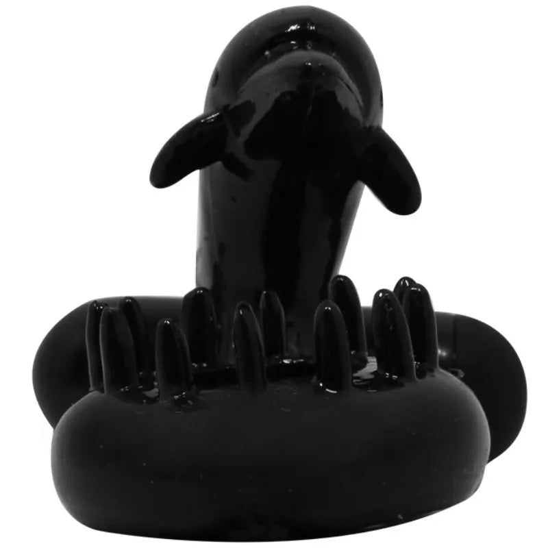 Anneau vibrant silicone noir ergonomique, stimulation clitoridienne intense, moteur puissant, design confortable pour coup...