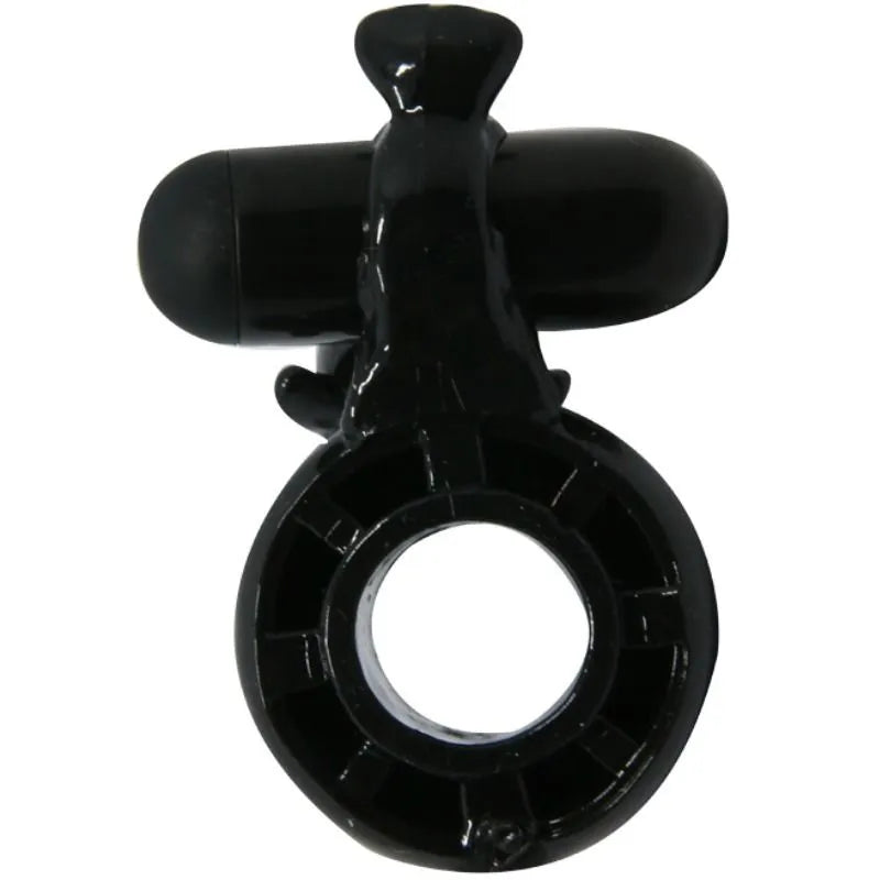 Anneau vibrant noir en silicone, stimulation clitoridienne, moteur puissant, ergonomique, pour couples, piles incluses.