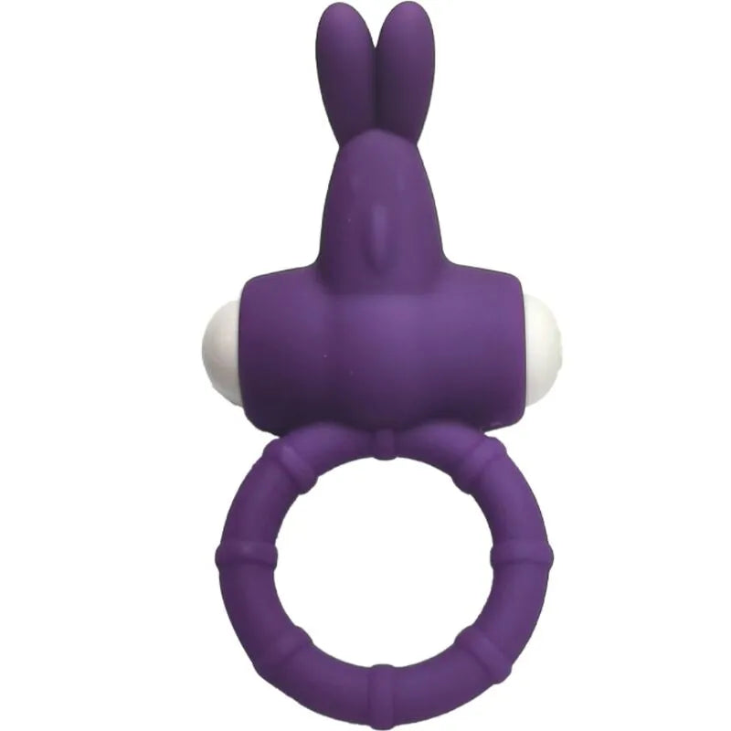 Anneau vibrant violet en silicone médical, forme ergonomique, étanche, avec détails en ABS, idéal pour plaisir aquatique.