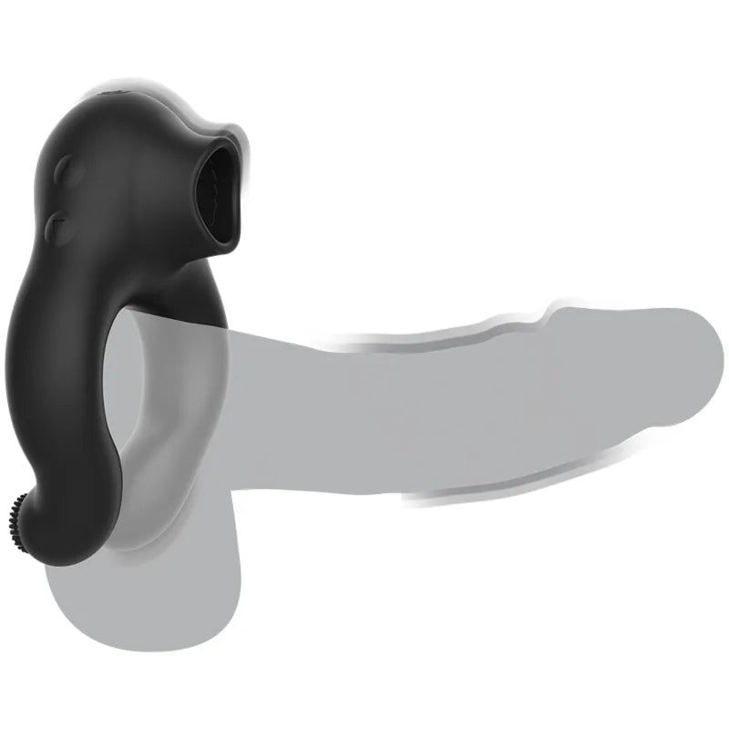 Anneau vibrant noir en silicone étanche, double stimulation clitoridienne, ergonomique, rechargeable, pour couples.