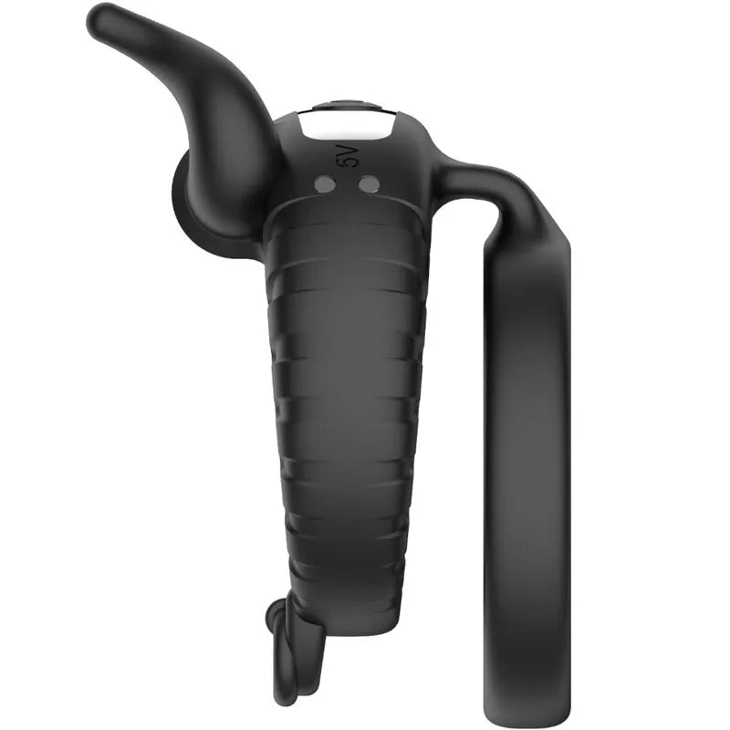 Anneau vibrant en silicone noir, ergonomique, étanche, avec 10 modes de vibration, rechargeable via USB pour couples.