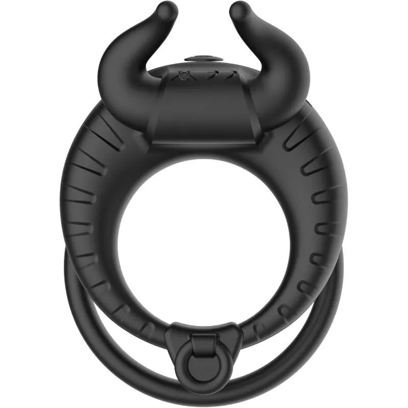 Anneau vibrant noir en silicone médical, forme ergonomique, boutons de contrôle, étanche et rechargeable, 10 modes de vibr...
