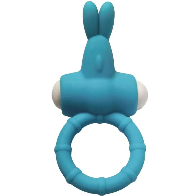 Anneau vibrant bleu en silicone médical, ergonomique et submersible, pour stimulation aquatique intime.