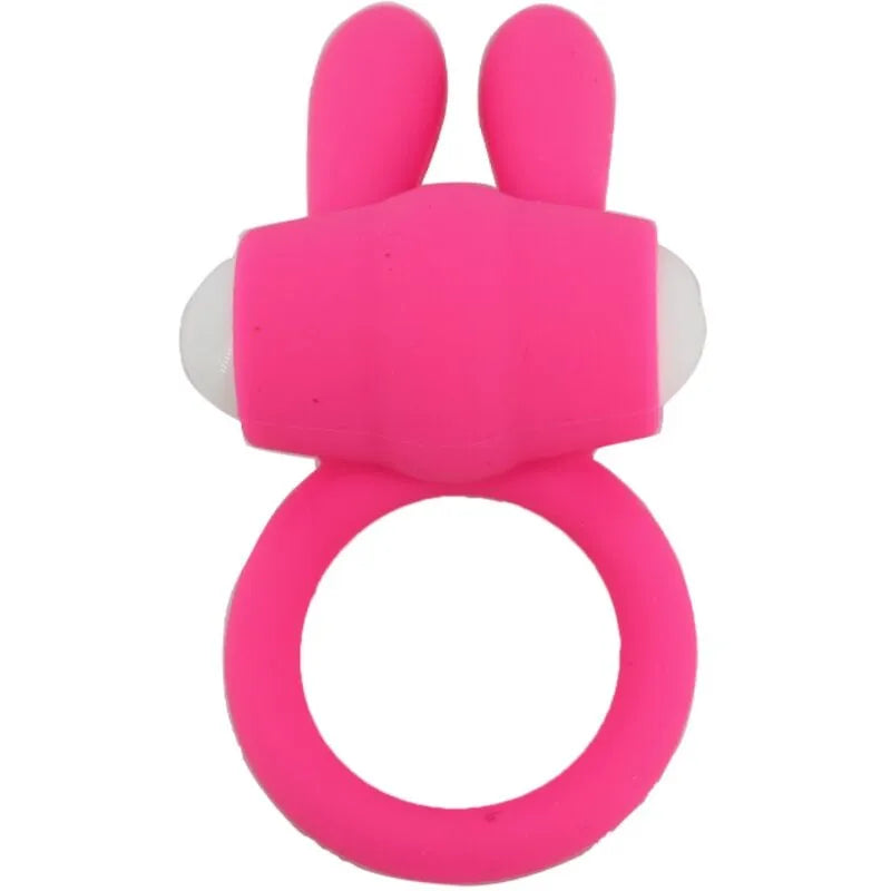 Anneau vibrant rose en silicone médical, étanche, ergonomique, avec deux extensions, pour moments intimes et aquatiques.