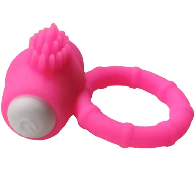 Anneau vibrant rose en silicone médical, étanche, avec texture stimulante, conçu pour couples, par ARMONY.