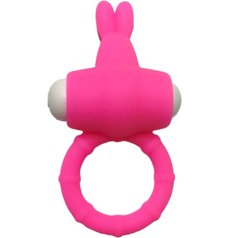 Anneau vibrant rose en silicone médical, forme ergonomique, résistant à l'eau, idéal pour moments intimes en couple.