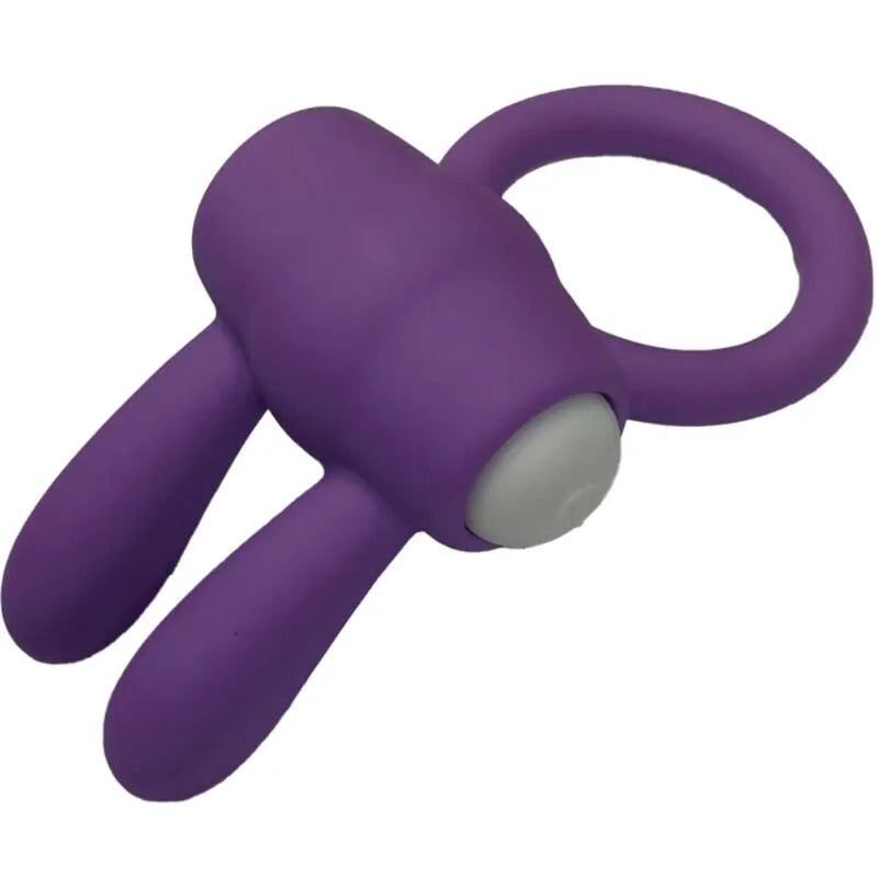 Anneau vibrant violet en silicone médical étanche, ergonomique et hypoallergénique, idéal pour douche et baignoire.
