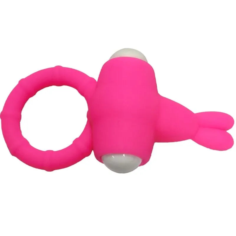 Anneau vibrant rose en silicone médical, forme ergonomique, résistant à l'eau, stimulation intime pour couples.