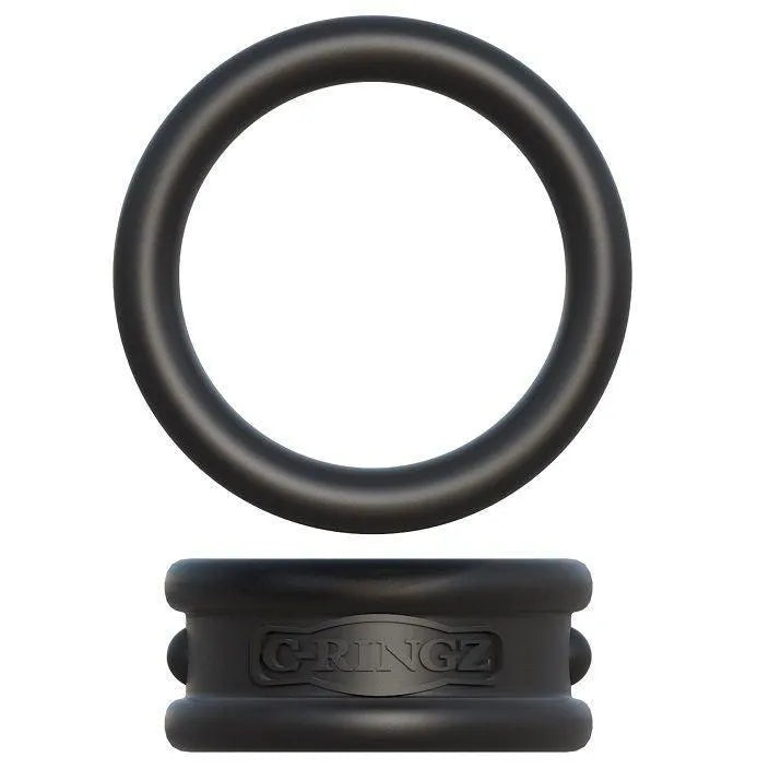Anneaux silicone noirs larges, confortables, pour érections durables, sans phtalates, nettoyage facile, intensité modulable.