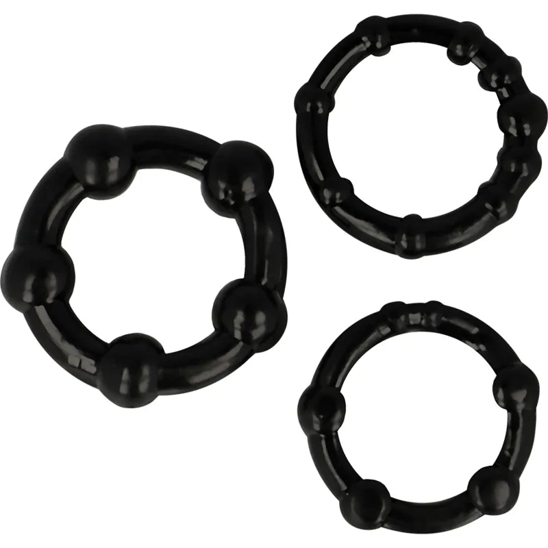 anneaux silicone érections prolongées pénis testicules lot trois ergonomique sécurisé hypoallergénique sans parabènes phtalates ajustement parfait