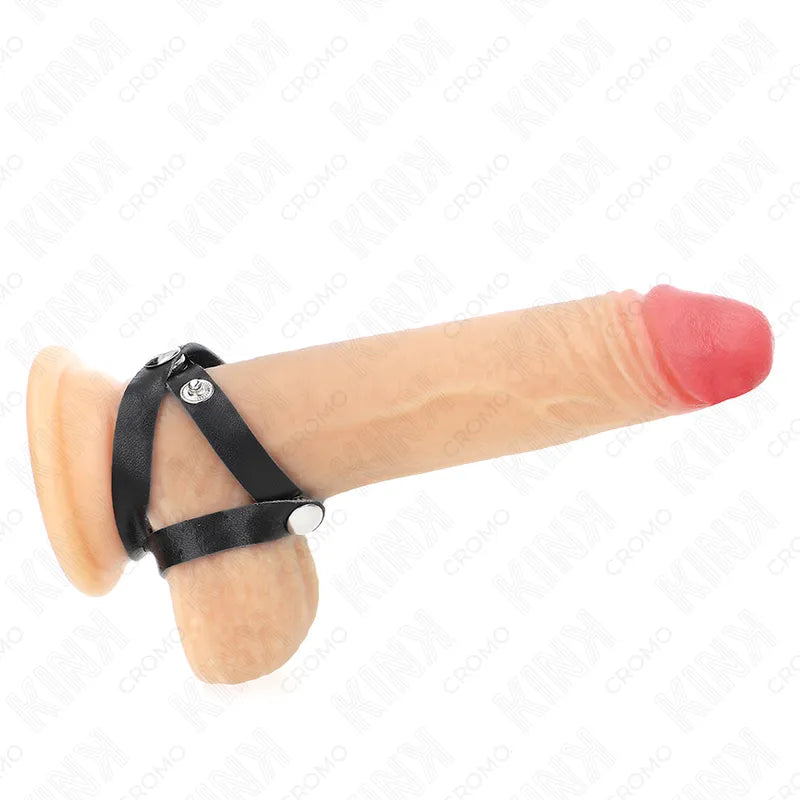 Anneaux péniens ajustables en cuir noir, ergonomiques et élégants, pour stimulation et contrôle BDSM, facile à entretenir.