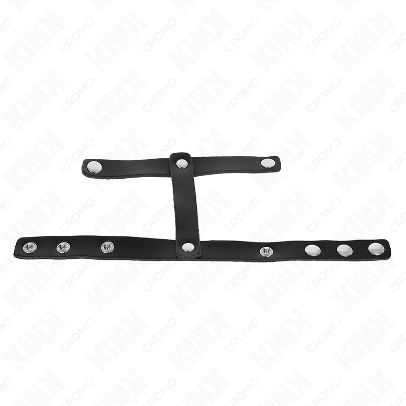 Anneaux péniens BDSM en cuir noir et métal, ajustables, pour stimulation et contrôle, design sophistiqué et durable.
