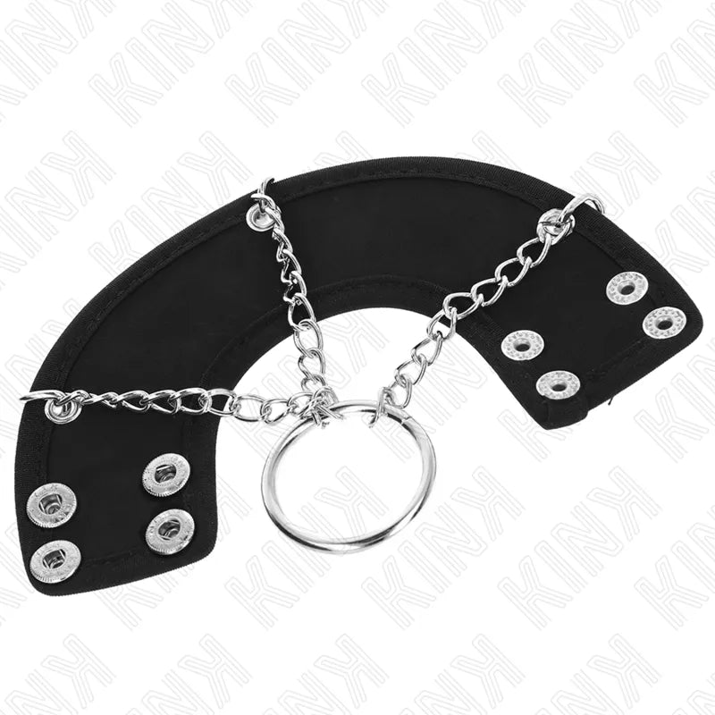 Anneaux péniens BDSM cuir réglable noir, sangles ajustables, pinces tétons intégrées, durabilité et confort.
