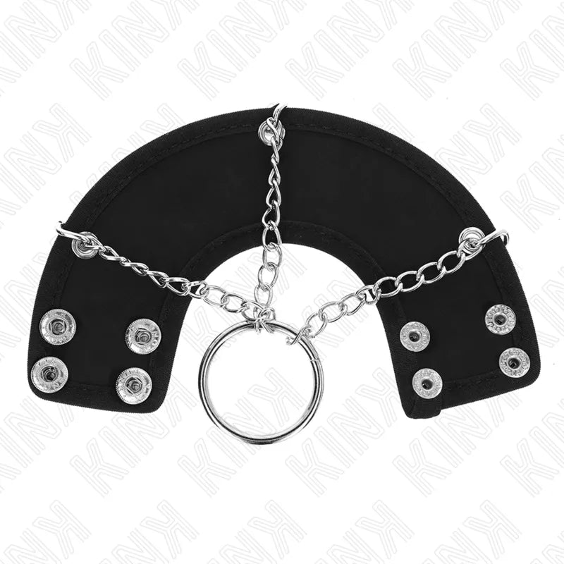 Anneaux péniens BDSM cuir noir avec sangles ajustables, pinces tétons intégrées, durabilité et esthétique élégante.