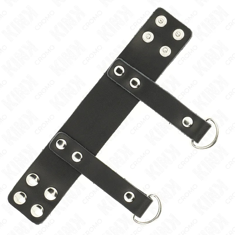 Anneaux péniens BDSM cuir noir réglable, finition sophistiquée, boutons métalliques, ajustement personnalisé, confort opti...
