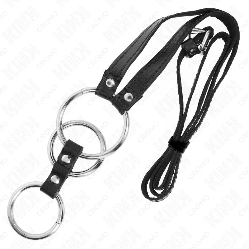 Anneaux BDSM cuir ajustables noirs, robustes et élégants, pour novices et experts, confortables et sécurisés.