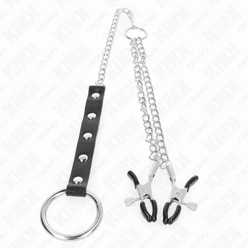 Anneaux pénis cuir ajustables noir avec sangles réglables et détails métalliques, élégants et durables pour expérience BDSM.