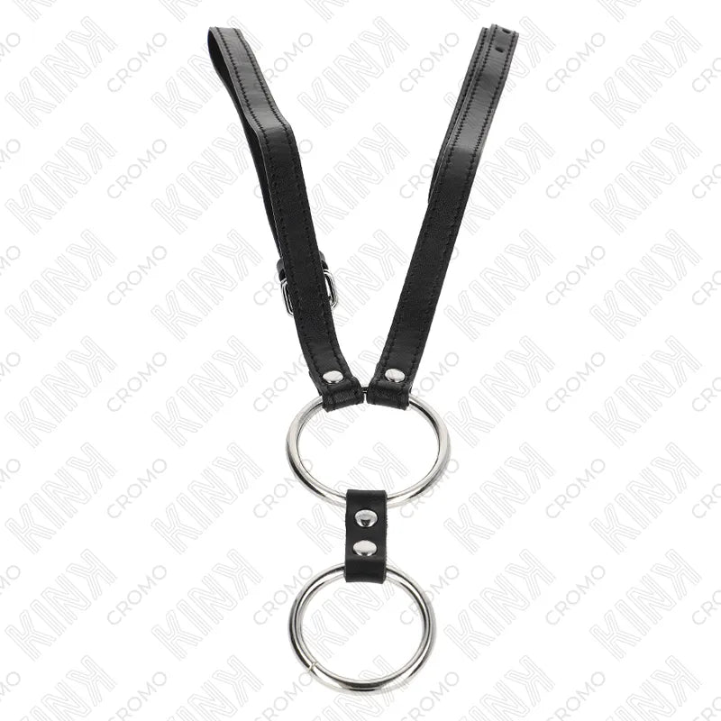 Anneaux péniens BDSM en cuir noir ajustables avec sangles et pinces, élégants et durables pour stimulation intense.