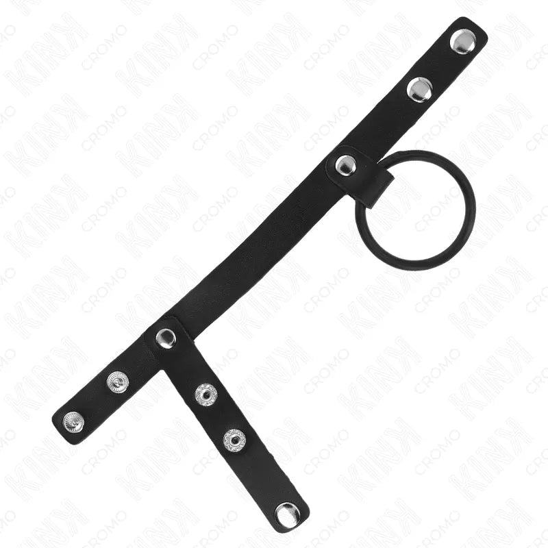 Anneau pénien cuir noir ajustable BDSM, design élégant avec boutons-pression, intensité et confort, cuir authentique ou ve...