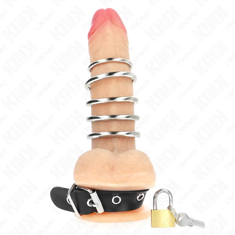 Anneaux péniens cuir vegan réglables, stimulation intense, sécurité, pinces tétons intégrées, BDSM, confort optimal.