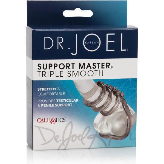 Anneaux péniens triples Dr. Joel Kaplan, élastomère doux, extensibles, boîte bleue et blanche, soutien érection.