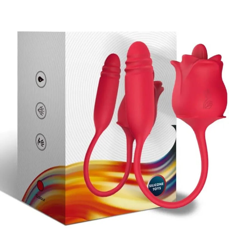 Appareil aspiration clitoridienne rose en silicone médical, forme ergonomique, rechargeable, avec boîte élégante.